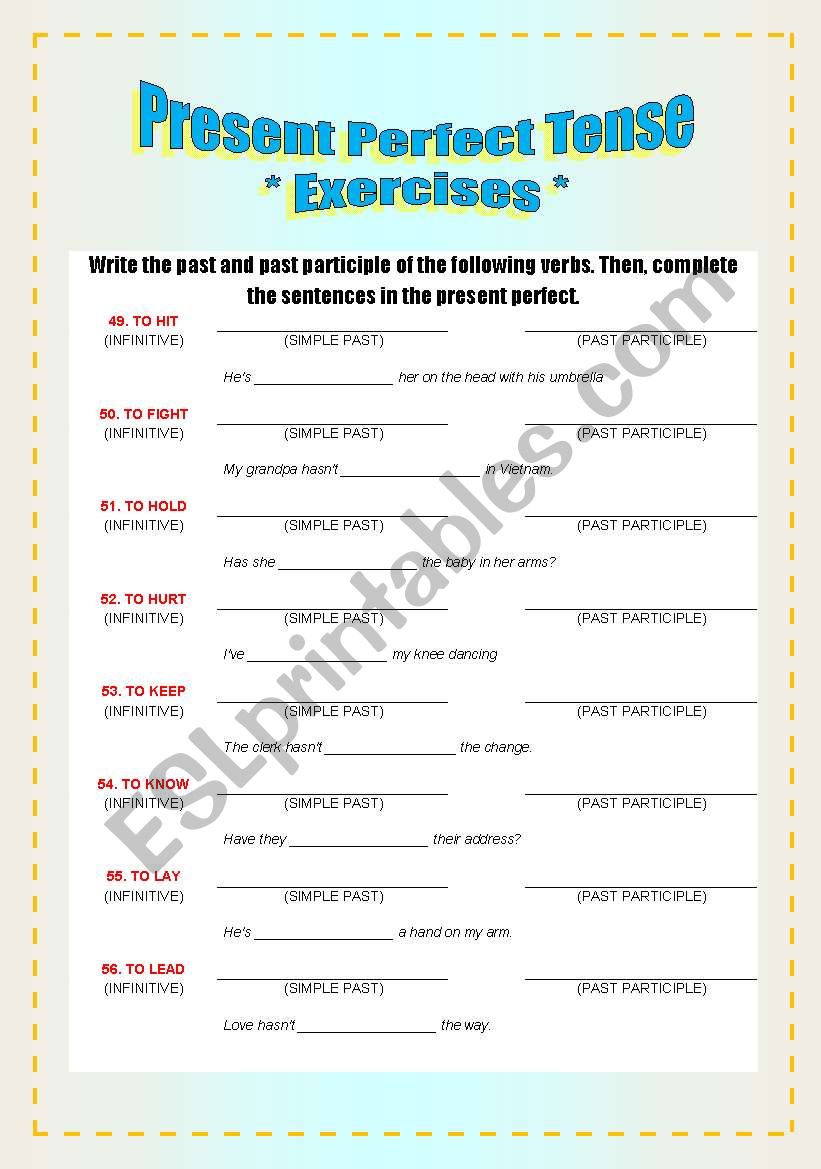 Exercises - Verbs & Present Perfect Tense [4-8]